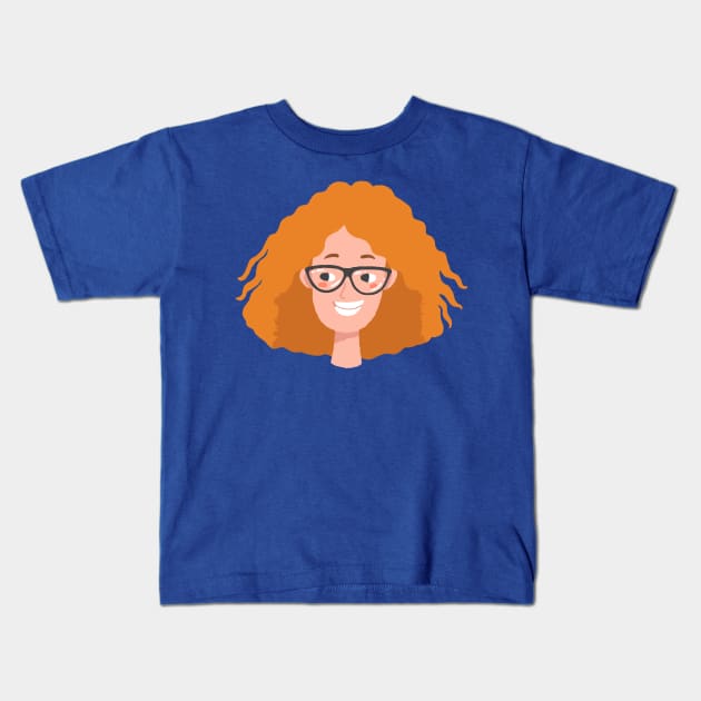 Ginger curly girl avatar Kids T-Shirt by JunkyDotCom
